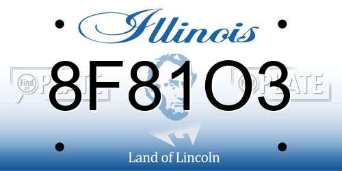 8F81O3 Illinois License Plate