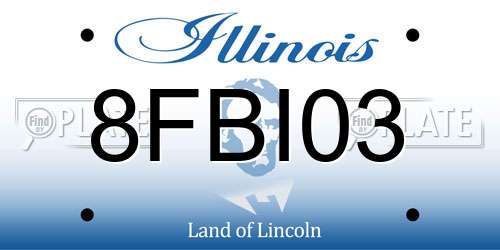 8FBI03 Illinois License Plate