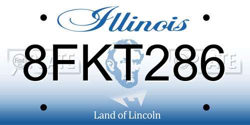 8FKT286 Illinois License Plate
