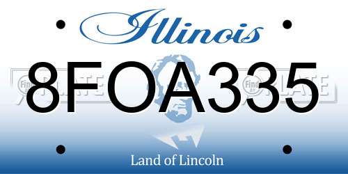 8FOA335 Illinois License Plate