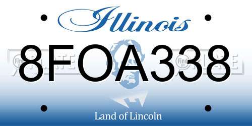 8FOA338 Illinois License Plate