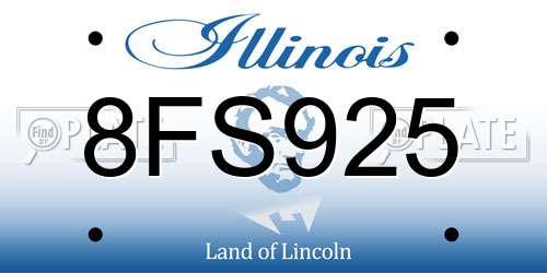 8FS925 Illinois License Plate