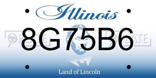 8G75B6 Illinois License Plate