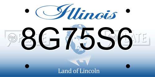 8G75S6 Illinois License Plate
