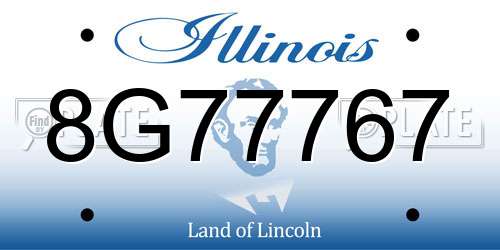 8G77767 Illinois License Plate