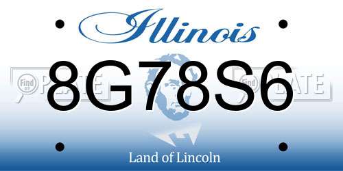 8G78S6 Illinois License Plate