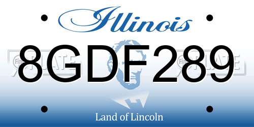 8GDF289 Illinois License Plate