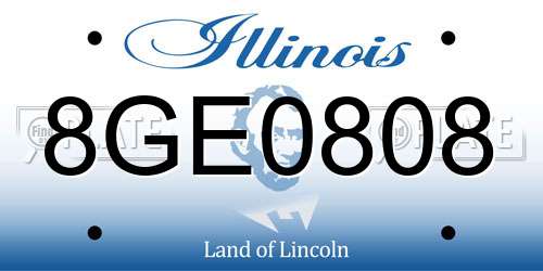 8GE0808 Illinois License Plate