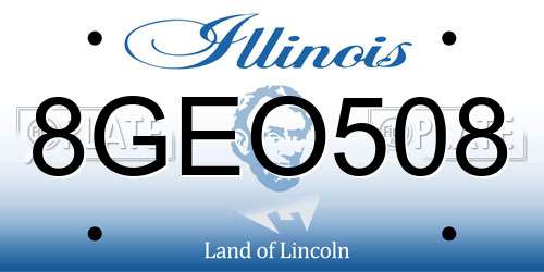 8GEO508 Illinois License Plate