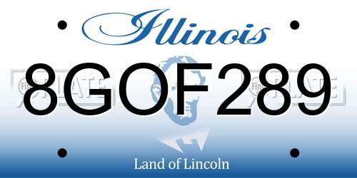 8GOF289 Illinois License Plate