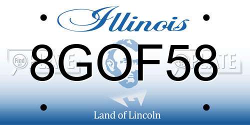 8GOF58 Illinois License Plate