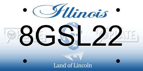 8GSL22 Illinois License Plate