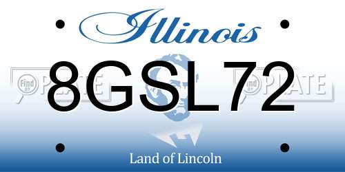 8GSL72 Illinois License Plate