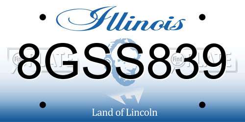 8GSS839 Illinois License Plate