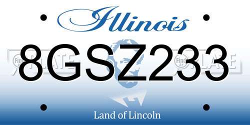 8GSZ233 Illinois License Plate