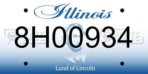 8H00934 Illinois License Plate