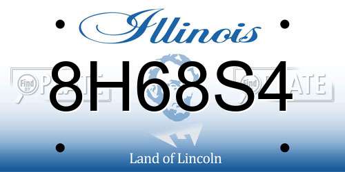 8H68S4 Illinois License Plate