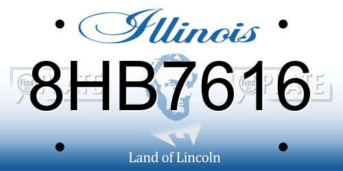 8HB7616 Illinois License Plate