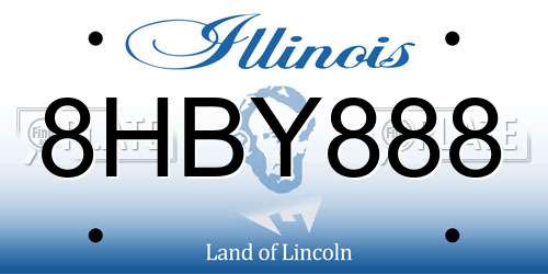 8HBY888 Illinois License Plate
