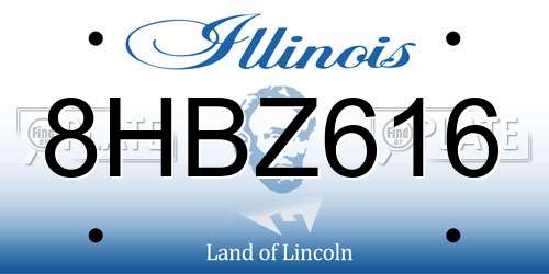 8HBZ616 Illinois License Plate