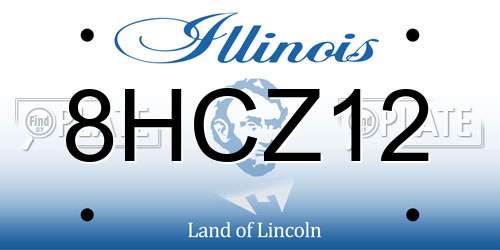 8HCZ12 Illinois License Plate