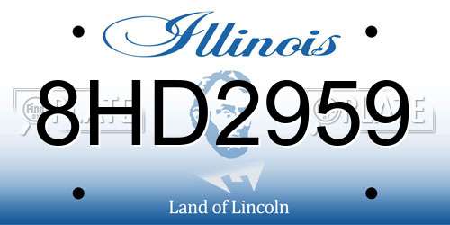 8HD2959 Illinois License Plate