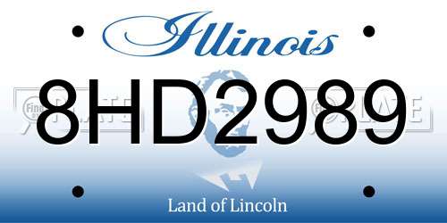 8HD2989 Illinois License Plate