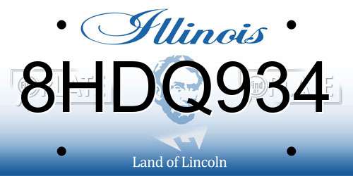 8HDQ934 Illinois License Plate