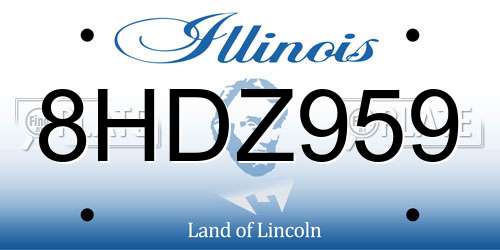 8HDZ959 Illinois License Plate