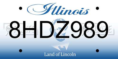 8HDZ989 Illinois License Plate