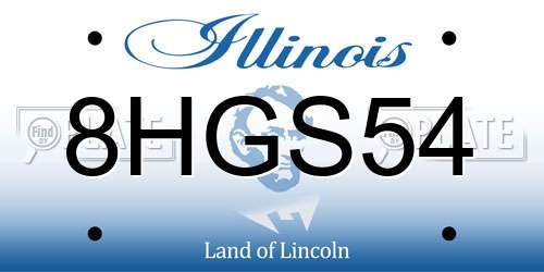 8HGS54 Illinois License Plate