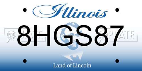 8HGS87 Illinois License Plate