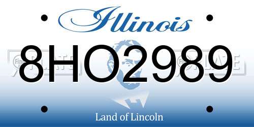 8HO2989 Illinois License Plate