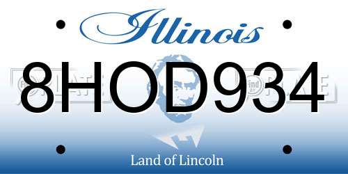 8HOD934 Illinois License Plate