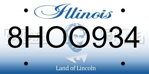 8HOO934 Illinois License Plate