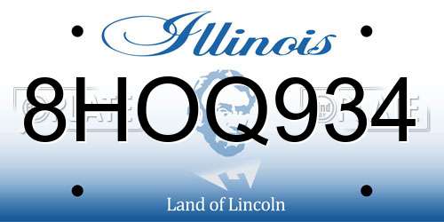 8HOQ934 Illinois License Plate
