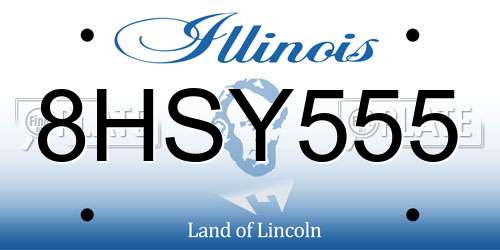 8HSY555 Illinois License Plate