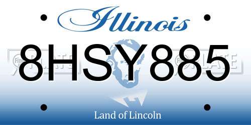 8HSY885 Illinois License Plate