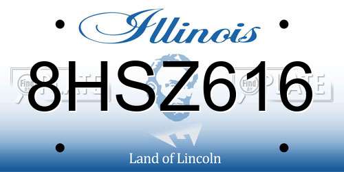 8HSZ616 Illinois License Plate