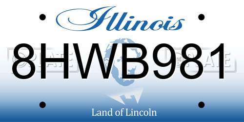 8HWB981 Illinois License Plate