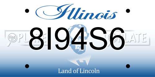 8I94S6 Illinois License Plate