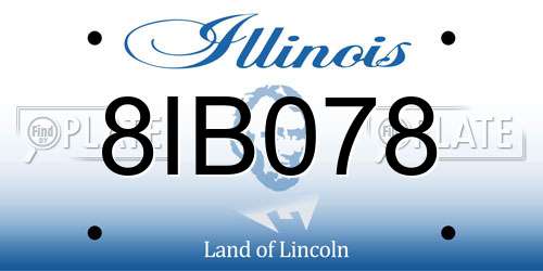 8IB078 Illinois License Plate