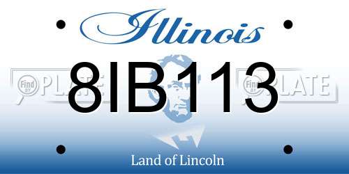 8IB113 Illinois License Plate