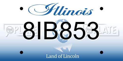 8IB853 Illinois License Plate