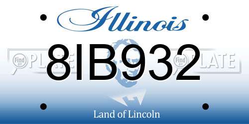 8IB932 Illinois License Plate