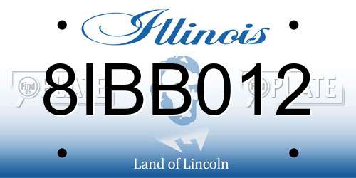 8IBB012 Illinois License Plate