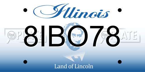 8IBO78 Illinois License Plate