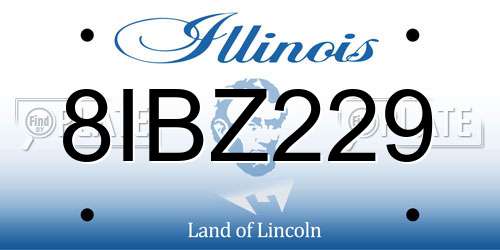 8IBZ229 Illinois License Plate