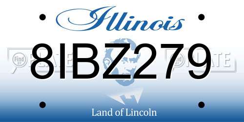 8IBZ279 Illinois License Plate