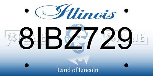8IBZ729 Illinois License Plate